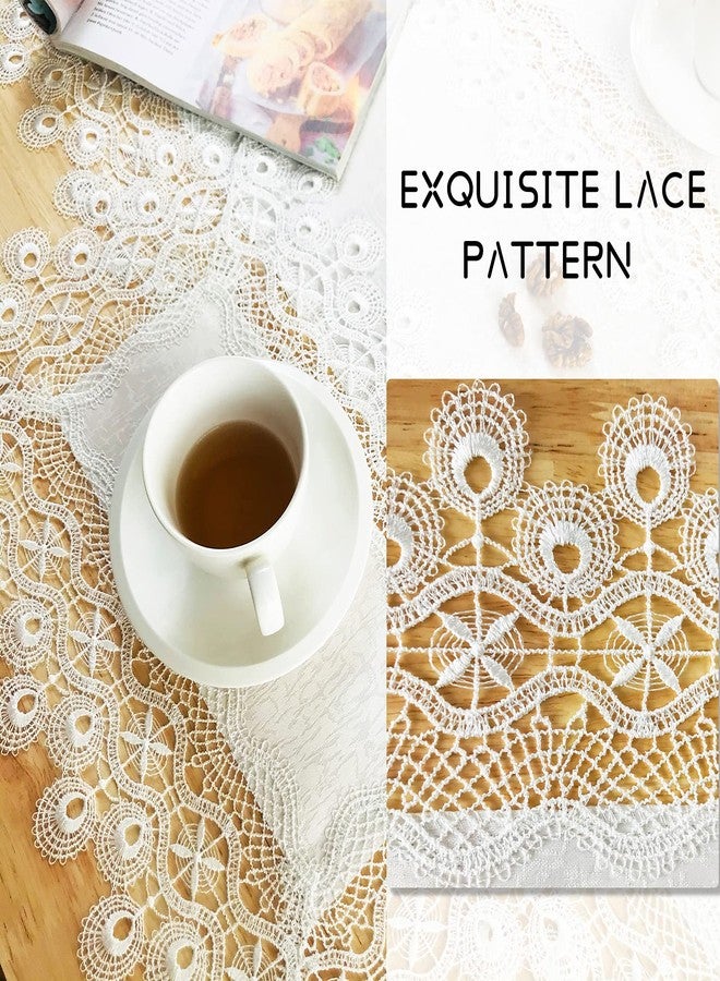 BrekSdat Lace Placemats of Polyester for Dining Table Set of 2 Farmhouse Style for Fall Wedding Hotel Kitchen 12 x 18 Inches Vintage Embroidered for Halloween, Thanksgiving or Christmas, Washable - Image 3
